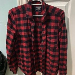 Abercrombie Black and Red Plaid Long Sleeve